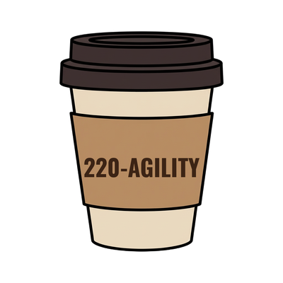220-AGILITY on a coffee cup
