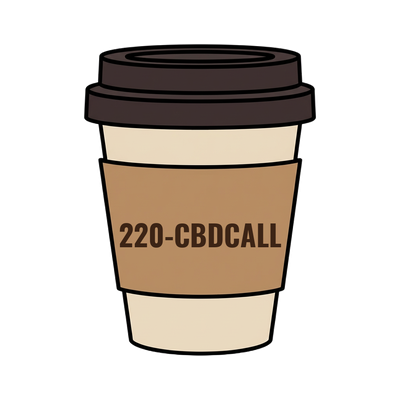 220-CBDCALL on a coffee cup