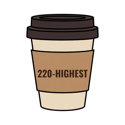 220-HIGHEST on a coffee cup
