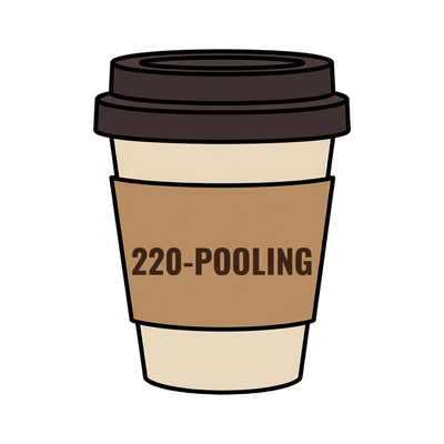 220-POOLING on a coffee cup
