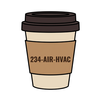 234-AIR-HVAC on a coffee cup