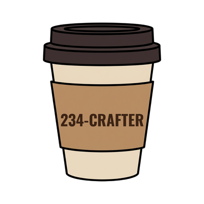 234-CRAFTER on a coffee cup