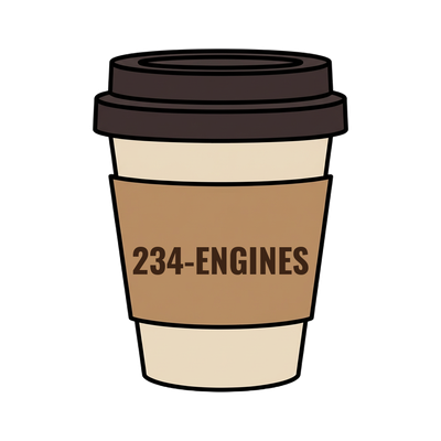 234-ENGINES on a coffee cup
