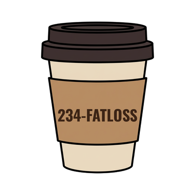 234-FATLOSS on a coffee cup