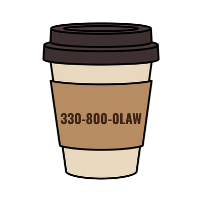 330-800-0LAW on a coffee cup