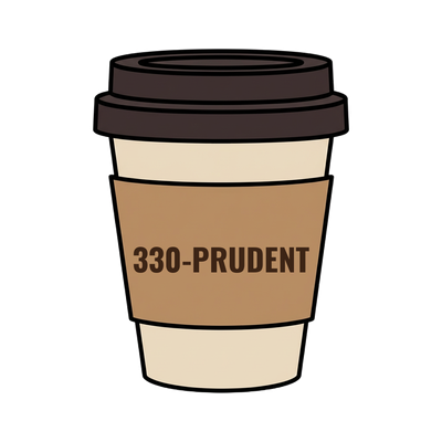 330-PRUDENT on a coffee cup