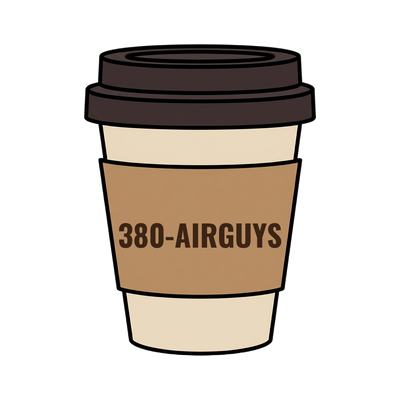 380-AIRGUYS on a coffee cup