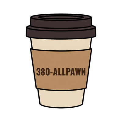 380-ALLPAWN on a coffee cup