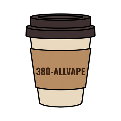 380-ALLVAPE on a coffee cup