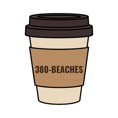 380-BEACHES on a coffee cup
