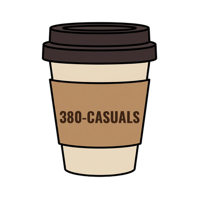 380-CASUALS on a coffee cup