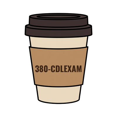 380-CDLEXAM on a coffee cup