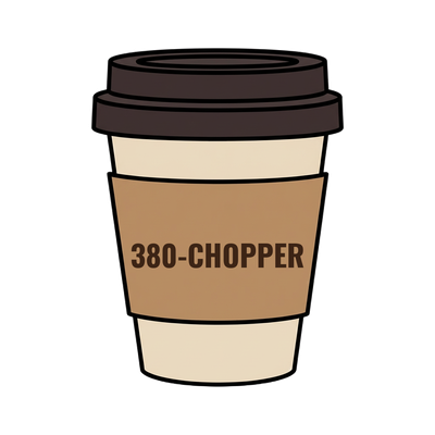 380-CHOPPER on a coffee cup