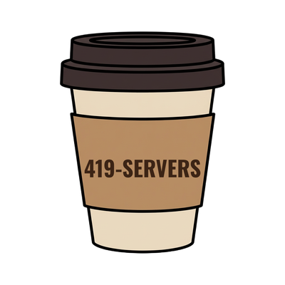 419-SERVERS on a coffee cup