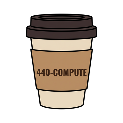 440-COMPUTE on a coffee cup