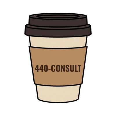 440-CONSULT on a coffee cup