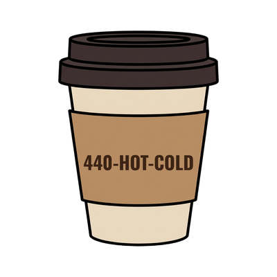 440-HOT-COLD on a coffee cup