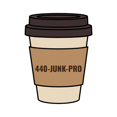 440-JUNK-PRO on a coffee cup