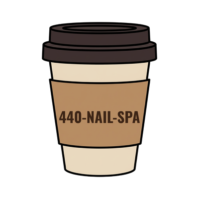 440-NAIL-SPA on a coffee cup