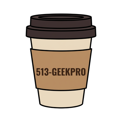 513-GEEKPRO on a coffee cup