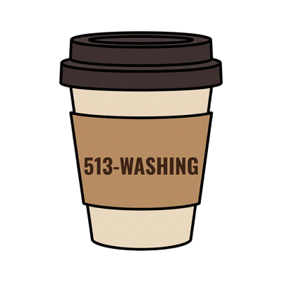 513-WASHING on a coffee cup