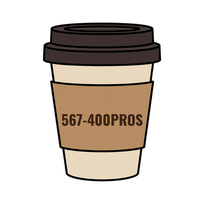 567-400PROS on a coffee cup
