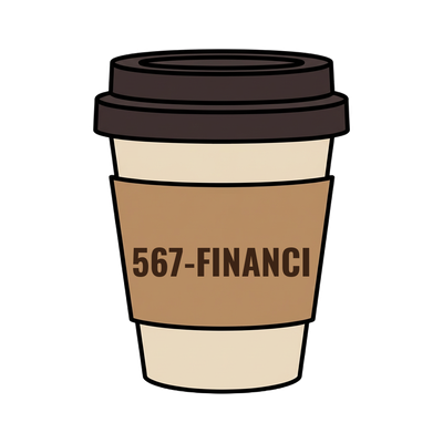 567-FINANCI on a coffee cup