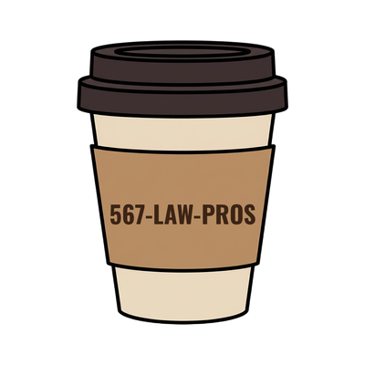 567-LAW-PROS on a coffee cup