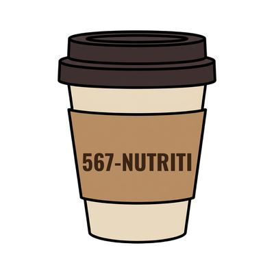 567-NUTRITI on a coffee cup