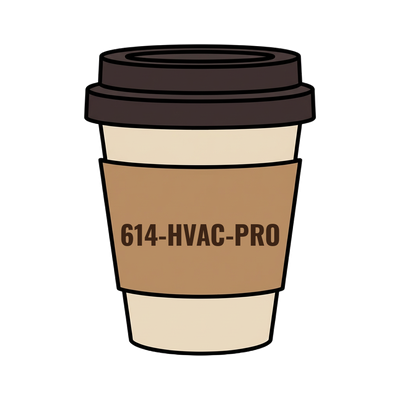 614-HVAC-PRO on a coffee cup
