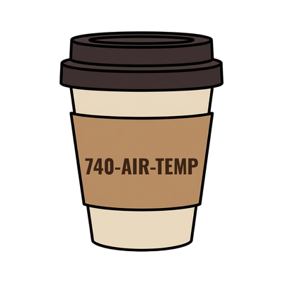 740-AIR-TEMP on a coffee cup