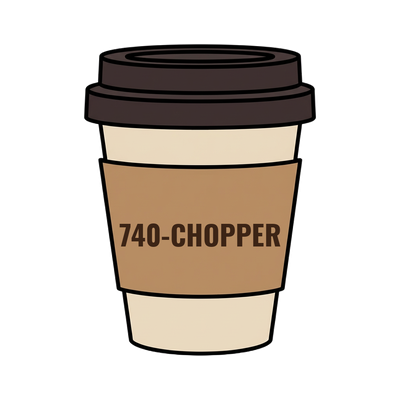 740-CHOPPER on a coffee cup