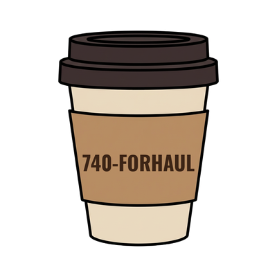 740-FORHAUL on a coffee cup
