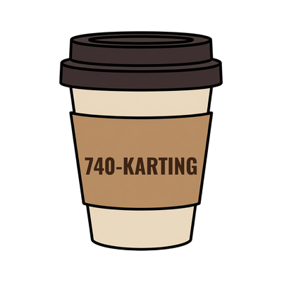 740-KARTING on a coffee cup