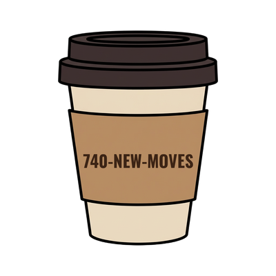 740-NEW-MOVES on a coffee cup