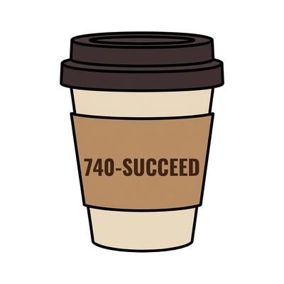 740-SUCCEED on a coffee cup