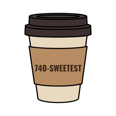 740-SWEETEST on a coffee cup