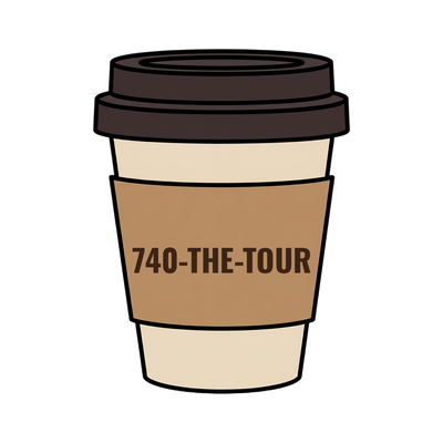 740-THE-TOUR on a coffee cup