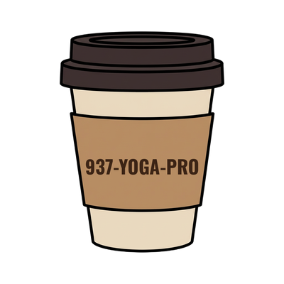 937-YOGA-PRO on a coffee cup